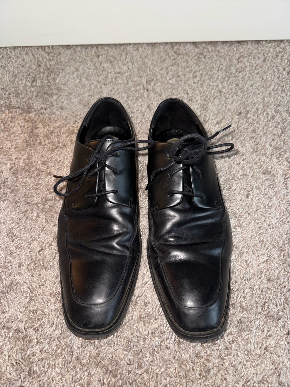 Kenneth Cole Black Leather Lace-Up Dress Oxfords